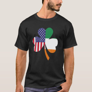 Irish American Flag Shamrock Lucky Clover St Patri T-Shirt