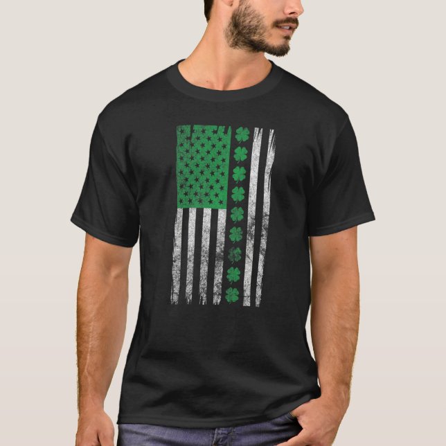 Irish American flag Shamrock Stripes Cool Ireland  T-Shirt (Front)