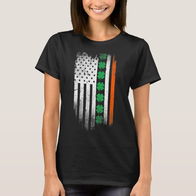 Irish American flag Shamrock Stripes Cool Ireland  T-Shirt (Front)