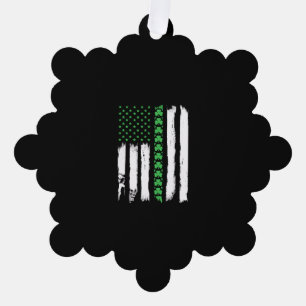 Irish American Flag Shirt St Patrick's Day Long Sl Tree Decoration Card