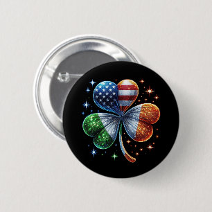 Irish American Flag ST PATRICKS DAY 6 Cm Round Badge