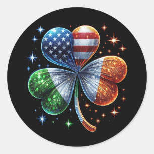 Irish American Flag ST PATRICKS DAY Classic Round Sticker
