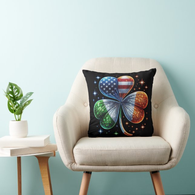 Irish American Flag  ST PATRICKS DAY Cushion (Chair)