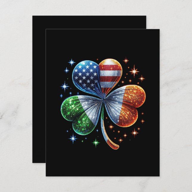 Irish American Flag ST PATRICKS DAY Enclosure Card (Front/Back)