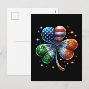 Irish American Flag ST PATRICKS DAY Holiday Postcard