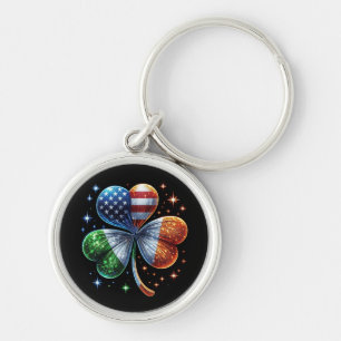Irish American Flag ST PATRICKS DAY Key Ring
