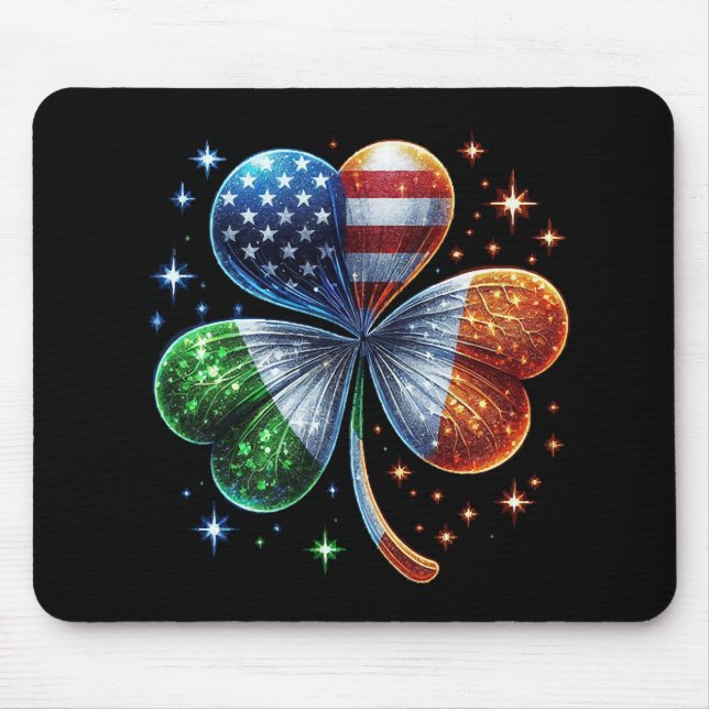 Irish American Flag  ST PATRICKS DAY Mouse Pad (Front)