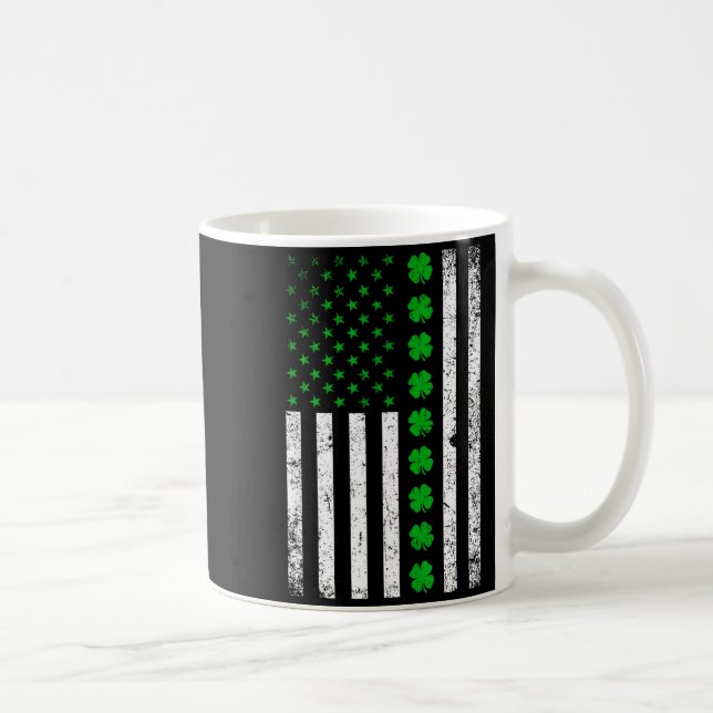 Irish American Flag St. Patrick's Day Shamrock  Coffee Mug (Right)
