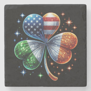 Irish American Flag  ST PATRICKS DAY Stone Coaster