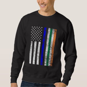 Irish American Flag Thin Blue Line Police St. Patr Sweatshirt