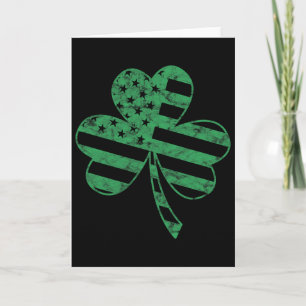 Irish American Flag Vintage Shamrock St Patricks D Card