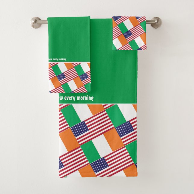 IRISH AMERICAN FLAGS | Christian Scripture  Bath Towel Set (Insitu)