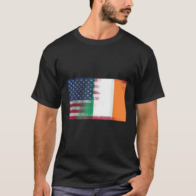 Irish American Half Ireland Half America Flag Shir T-Shirt (Front)