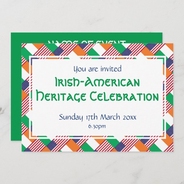 IRISH-AMERICAN HERITAGE MONTH Event Celebration Invitation (Front/Back)