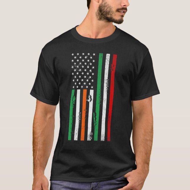 Irish American Italy flag Patrick's day cool Irela T-Shirt (Front)