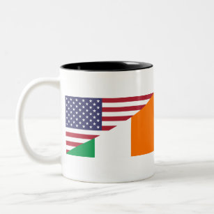 Irish American Pride US Ireland Flag Two-Tone Coffee Mug