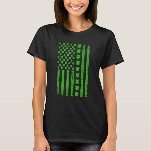 Irish American Shamrock Flag St Patricks Paddy Pat T-Shirt (Front)
