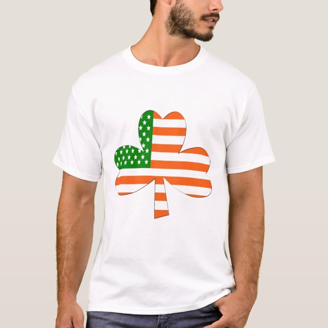 Irish American Shamrock (Green, White, & Orange) T-Shirt (Front)