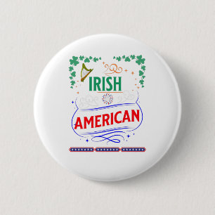 Irish American Shamrocks Harp Banner Fireworks 6 Cm Round Badge