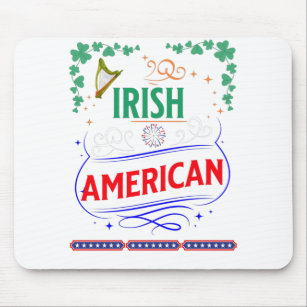 Irish American Shamrocks Harp Banner Fireworks Mouse Pad
