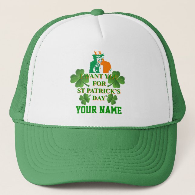 Irish American , St Patrick's day Trucker Hat (Front)