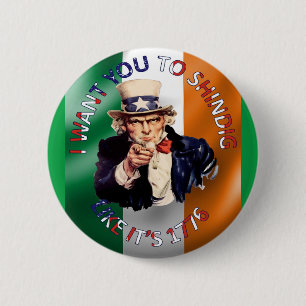 Irish American Uncle Sam Celebration Shindig 6 Cm Round Badge