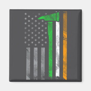 Irish American Us Flag Firefighter Axe Fire St Pat Magnet