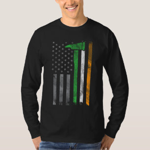 Irish American US Flag Firefighter Axe Fire St Pat T-Shirt