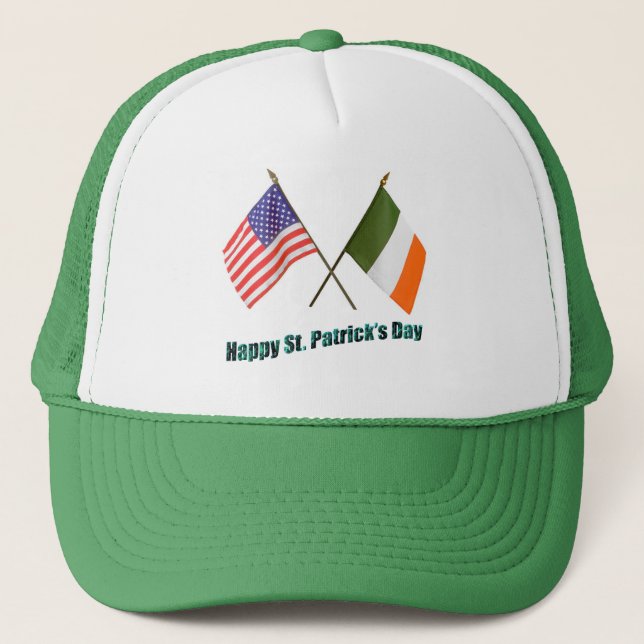 Irish and American Flags Trucker Hat (Front)