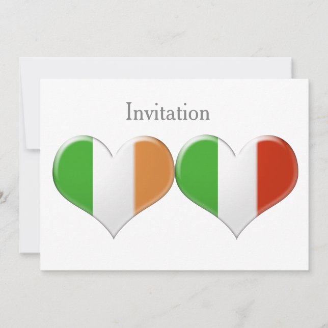 Irish and Italian Heart Flags Invitation (Front)