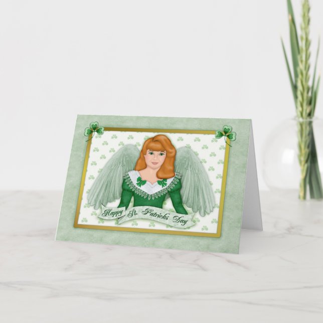 Irish Angel & Banner - Blank Inside Card (Front)