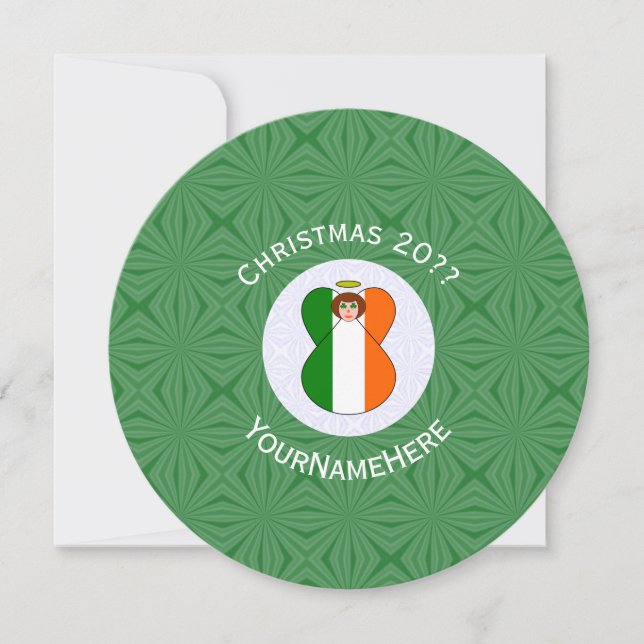 Irish Angel Flag Christmas Personalise Round Invitation (Front)