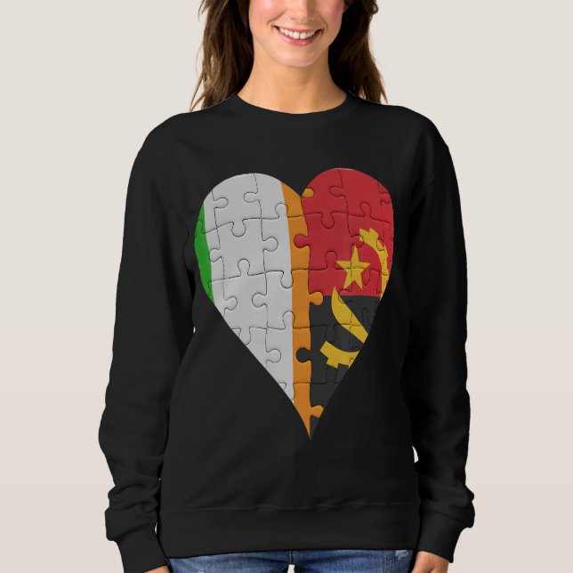 Irish Angolan Flag Heart Sweatshirt (Front)