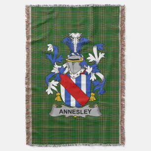  Irish Annesley Coat of Arms Family Crest Ireland Throw Blanket