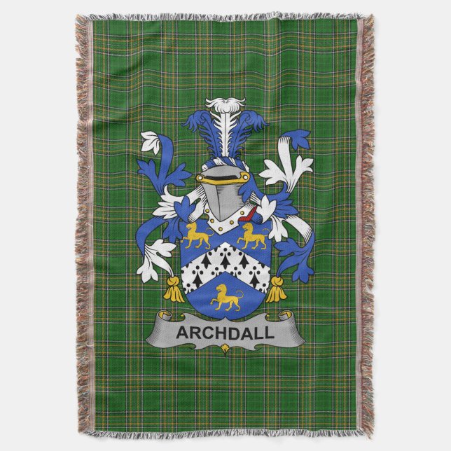  Irish Archdall Coat of Arms Family Crest Ireland Throw Blanket (Front Vertical)