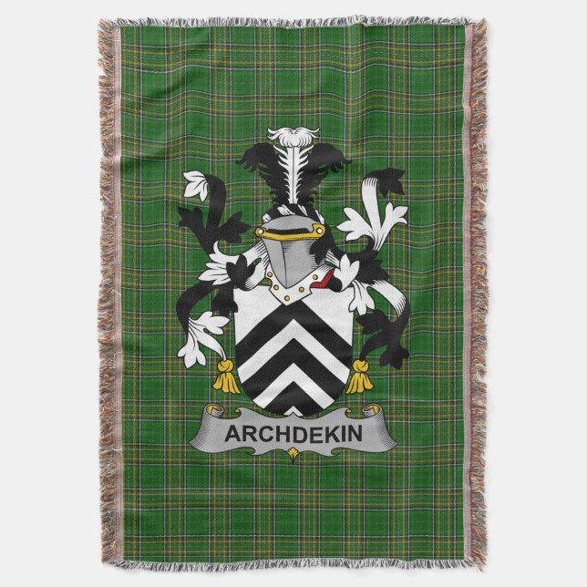  Irish Archdekin Coat of Arms Family Crest Ireland Throw Blanket (Front Vertical)