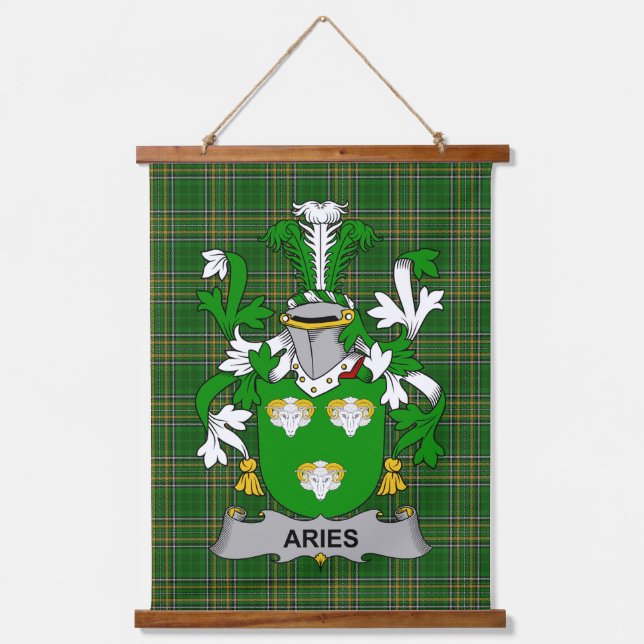 Irish Aries Coat of Arms Family Crest Hanging Tapestry (Front)