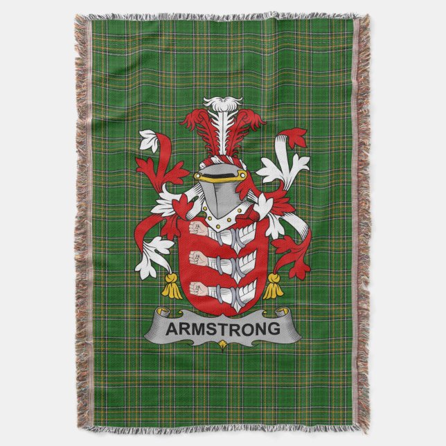  Irish Armstrong Coat of Arms Family Crest Ireland Throw Blanket (Front Vertical)