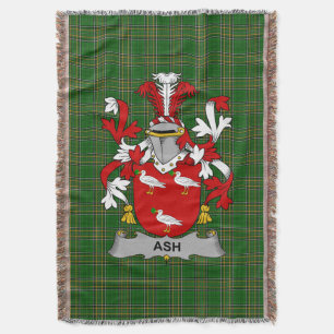  Irish Ash Coat of Arms Family Crest Ireland Throw Blanket