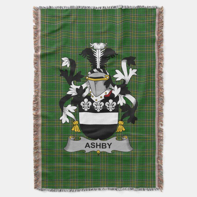 Irish Ashby Coat of Arms Family Crest Ireland Throw Blanket (Front Vertical)