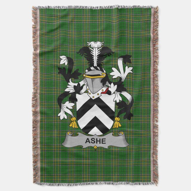  Irish Ashe Coat of Arms Family Crest Ireland Throw Blanket (Front Vertical)