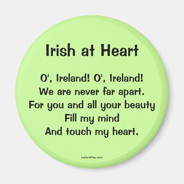 Irish at Heart Proverb Magnet (Front)
