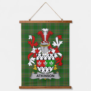 Irish Atkinson Coat of Arms Family Crest Hanging Tapestry