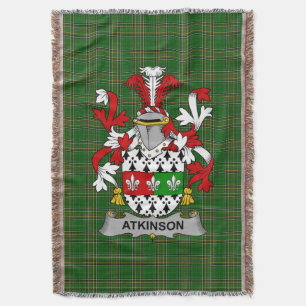  Irish Atkinson Coat of Arms Family Crest Ireland Throw Blanket