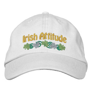 Irish Attitude and Shamrocks Embroidered Hat