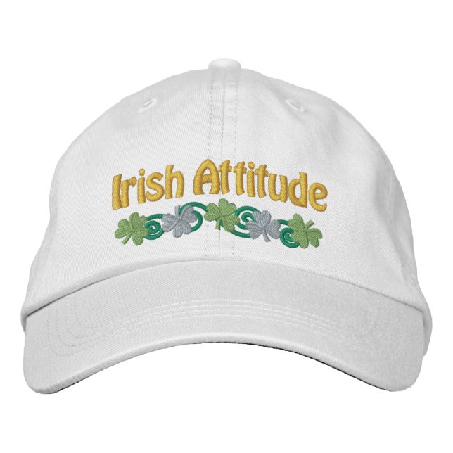 Irish Attitude and Shamrocks Embroidered Hat (Front)