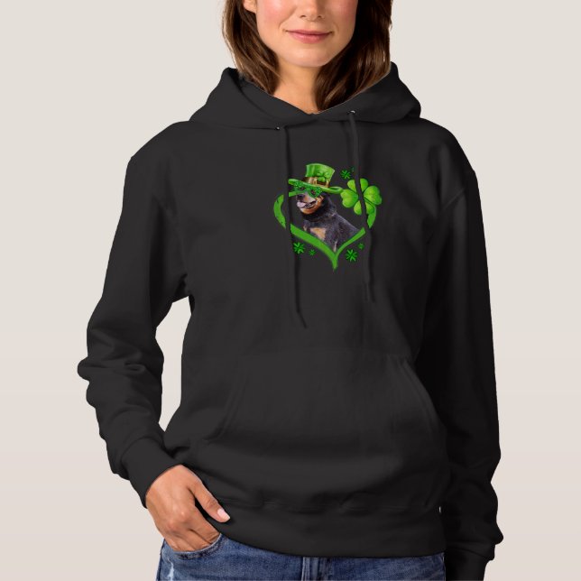 Irish Australian Cattle Dog Love Shamrock St Patri Hoodie (Front)