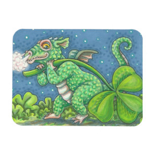 IRISH BABY DRAGON Fantasy SHAMROCK MAGNET