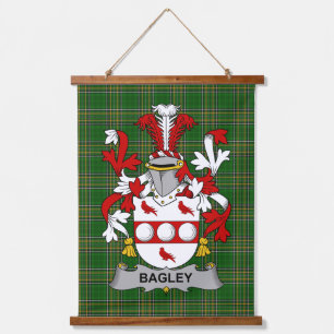 Irish Bagley or Begley Coat of Arms Family Crest Hanging Tapestry