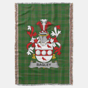  Irish Bagley or Begley Coat of Arms Family Crest  Throw Blanket